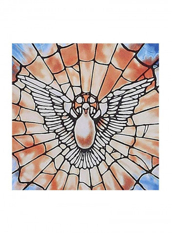 Stained Glass Window Panel Blue/Beige/Brown 6.5inch