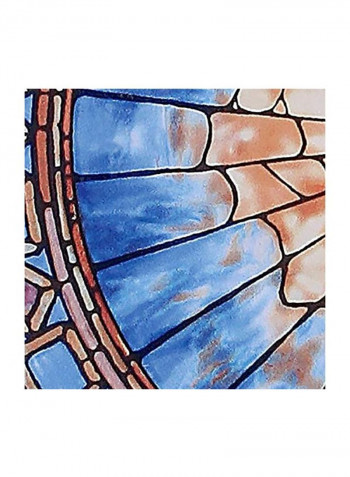 Stained Glass Window Panel Blue/Beige/Brown 6.5inch