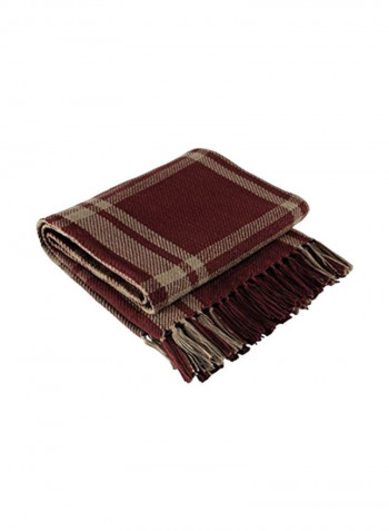 Cotton Throw Blanket Maroon/Grey 50x60inch