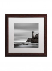 Morro Lighthouse Wooden Frame Wall Art Black/Grey 16 x 16inch