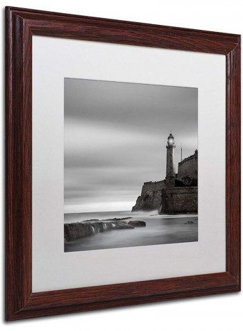 Morro Lighthouse Wooden Frame Wall Art Black/Grey 16 x 16inch