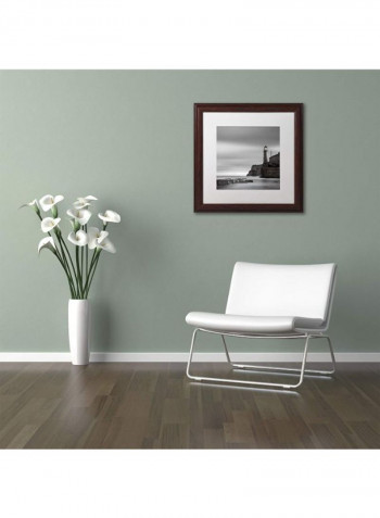 Morro Lighthouse Wooden Frame Wall Art Black/Grey 16 x 16inch