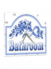 Victorian Bathroom Sign Wall Clock Blue/White 13 x 13inch