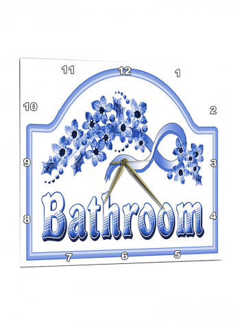 Victorian Bathroom Sign Wall Clock Blue/White 13 x 13inch