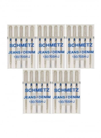 25-Piece Denim Sewing Machine Needles Silver 6x4x0.5inch