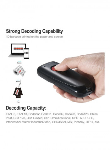 Mini Wired/Wireless Barcode Scanner Black
