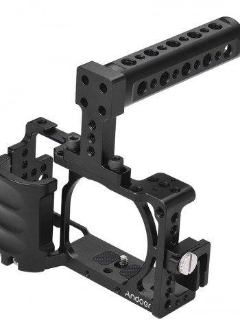 Protective Aluminum Alloy Video Camera Cage, Hand Grip and Top Handle Kit Black