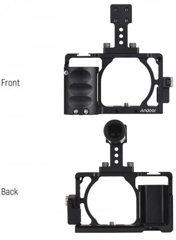 Protective Aluminum Alloy Video Camera Cage, Hand Grip and Top Handle Kit Black