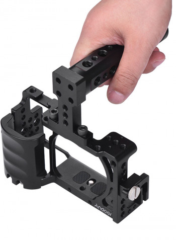 Protective Aluminum Alloy Video Camera Cage, Hand Grip and Top Handle Kit Black