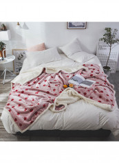Berries Print Cute Cozy Throw Blanket Cotton Pink 150x200centimeter
