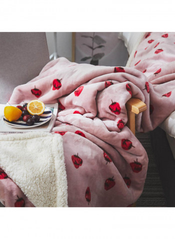 Berries Print Cute Cozy Throw Blanket Cotton Pink 150x200centimeter