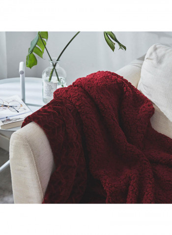 Solid Colour Cozy Throw Blanket Cotton Red 150x200centimeter