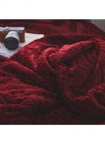 Solid Colour Cozy Throw Blanket Cotton Red 150x200centimeter