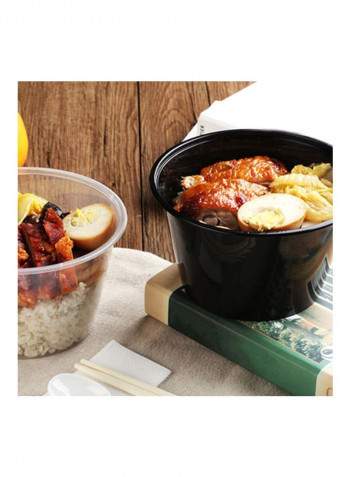 50-Piece Reusable Food Container With Lid Set Black 800ml