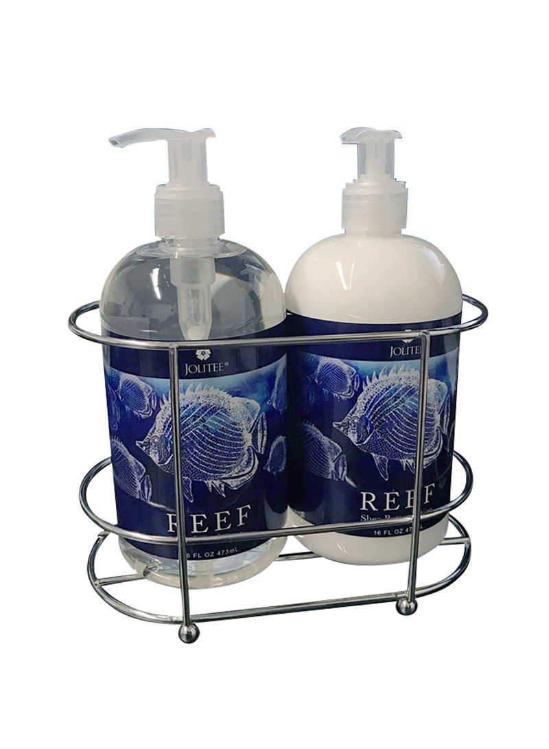 2-Piece Reef Luxury Shea And Cocoa Butter With Sea Kelp Extract Soap And Lotion Set In Caddy Multicolour 16ounce