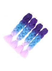 4-Piece Braid Hair Extension Set Light Blue/Purple 24inch