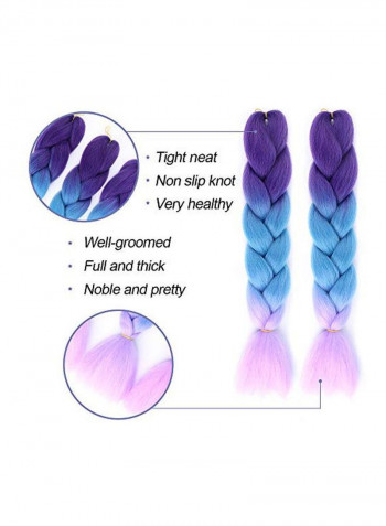 4-Piece Braid Hair Extension Set Light Blue/Purple 24inch
