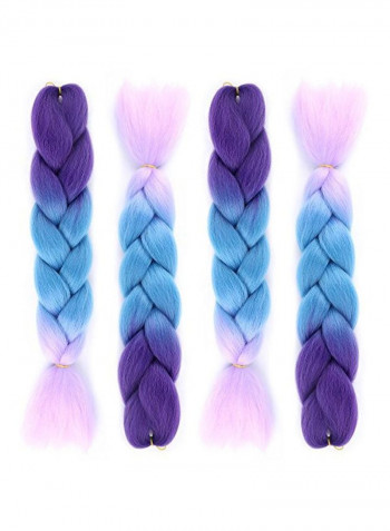 4-Piece Braid Hair Extension Set Light Blue/Purple 24inch