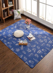Modern Printed Anti-Skid Living Room Floor Mat Blue/White 110 x 210centimeter