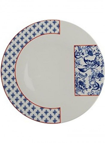 Porcelain Food Plate White/Blue