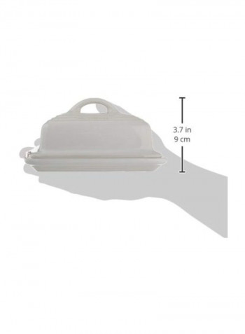 Heritage Stoneware Butter Dish White 6.75x3.5x5inch
