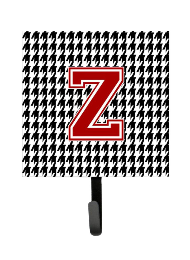 Monogram Initial Z Hounds Tooth Leash Holder/Key Hook Black/Red 4.2 x 1.2 x 6inch