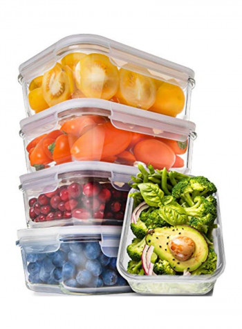 5-Piece Glass Meal Prep Food Container Set Clear 6.5x4.8x2inch