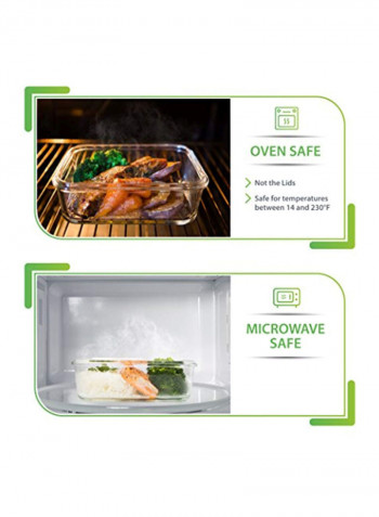 5-Piece Glass Meal Prep Food Container Set Clear 6.5x4.8x2inch