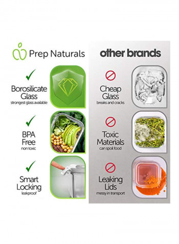 5-Piece Glass Meal Prep Food Container Set Clear 6.5x4.8x2inch