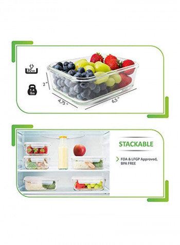 5-Piece Glass Meal Prep Food Container Set Clear 6.5x4.8x2inch