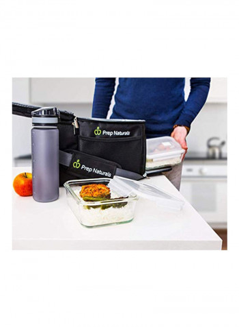 5-Piece Glass Meal Prep Food Container Set Clear 6.5x4.8x2inch