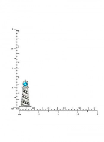 925 Sterling Silver Topaz Studded Lighthouse Pendant Necklace