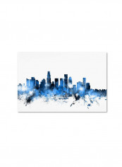 Los Angeles California Skyline Ii Canvas Wall Art Black/Blue 16 x 24inch