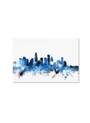 Los Angeles California Skyline Ii Canvas Wall Art Black/Blue 16 x 24inch