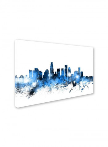 Los Angeles California Skyline Ii Canvas Wall Art Black/Blue 16 x 24inch