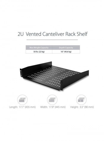 2U Server Rack Shelf 16inch Black