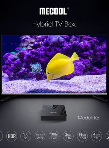 K5 Android 9.0 TV Set Top Box With Remote Control V8338EU_P Black