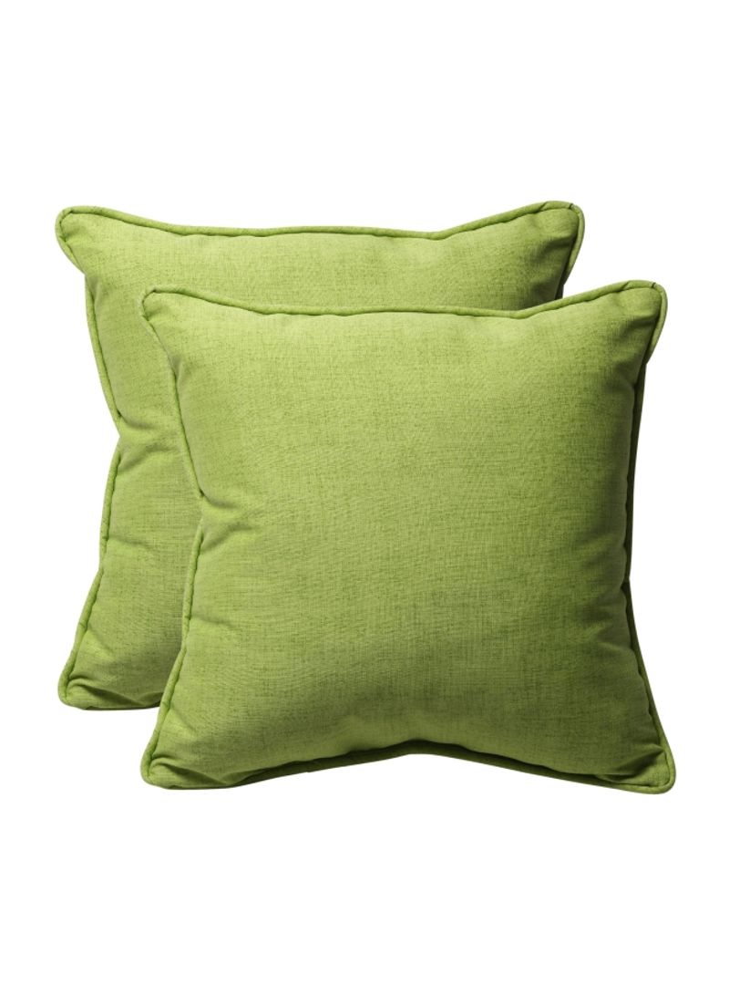 2-Piece Polyester Square Toss Pillows Polyester Green 18.5x18.5x5inch