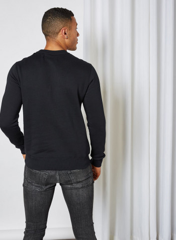 Elastic Hem Long Sleeve Sweatshirt Ck Black