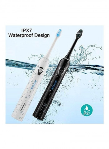 2-Piece 48000 VPM Motor Rechargeable Toothbrush with 8 Brush Head Black/White