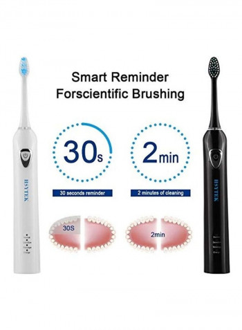 2-Piece 48000 VPM Motor Rechargeable Toothbrush with 8 Brush Head Black/White