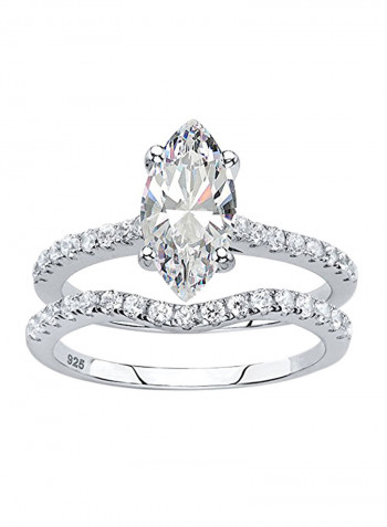 2-Piece Marquise-Cut  Cubic Zirconia Platinum   Bridal Ring Set