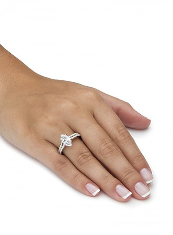 2-Piece Marquise-Cut  Cubic Zirconia Platinum   Bridal Ring Set