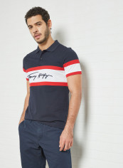 1985 Signature Logo Polo Desert Sky/Primary Red/White