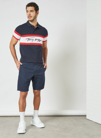 1985 Signature Logo Polo Desert Sky/Primary Red/White