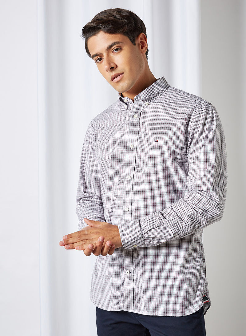 Twill Check Shirt Grey Heather / Deep Rouge / White