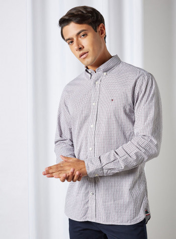 Twill Check Shirt Grey Heather / Deep Rouge / White