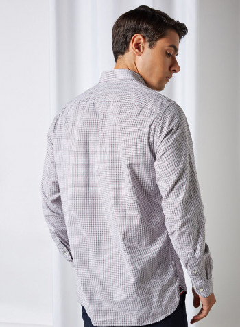 Twill Check Shirt Grey Heather / Deep Rouge / White