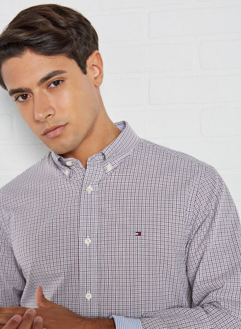 Twill Check Shirt Grey Heather / Deep Rouge / White