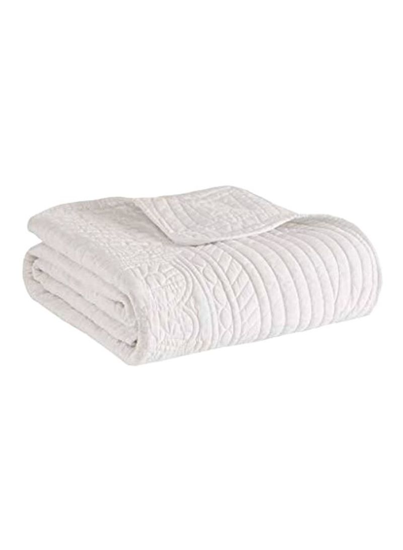 Quilted Throw Blanket Polyester White 72 x 60 x 0.2inch